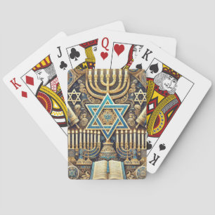 Hanukkah Jewish Menorah Hebrew Playing Cards