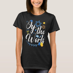 Hanukkah Jewish Menorah Oy To The World Hanukkah   T-Shirt