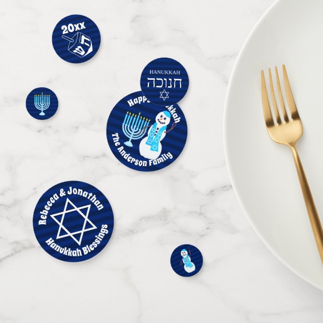 Hanukkah Jewish Snowman Blue Menorah Kids Party Confetti (Group)