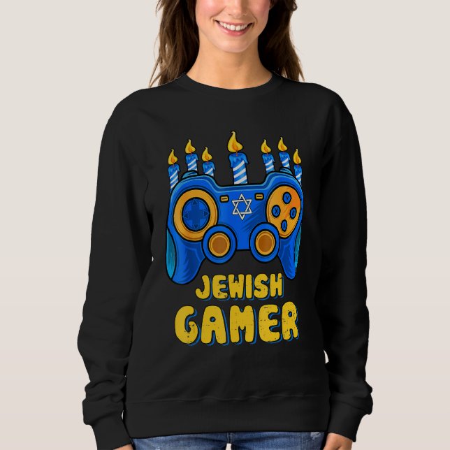Hanukkah Jewish Video Game Controller Gamer Chanuk Sweatshirt (Front)