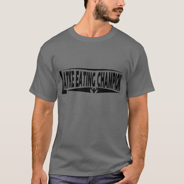 Hanukkah "Latke Eating Champion" Cotton T-Shirt (Front)