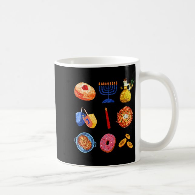 Hanukkah Latke Menorah Dreidel Donut Chanukah Jewi Coffee Mug (Right)