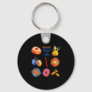 Hanukkah Latke Menorah Dreidel Donut Chanukah Jewi Key Ring