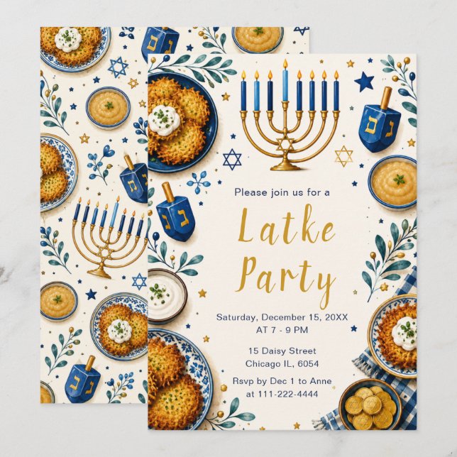 Hanukkah Latke Party Invitation (Front/Back)