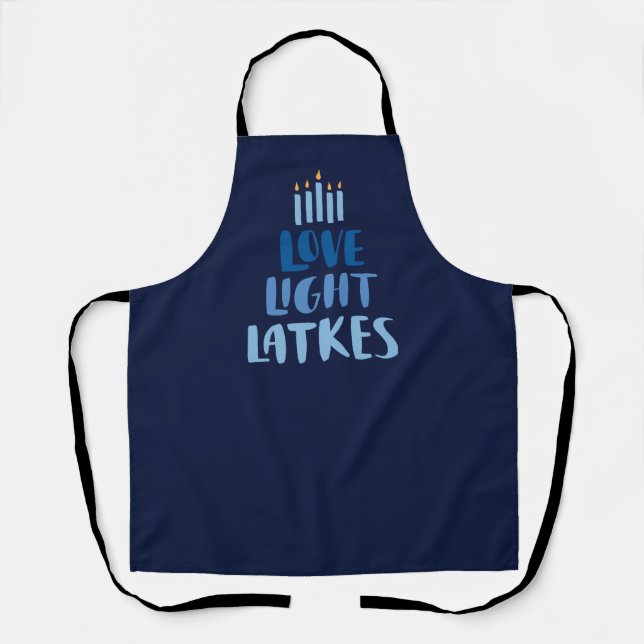 Hanukkah Latkes | Fun Typography Blue Apron (Front)