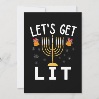Hanukkah Let's Get Lit T-Shirt Invitation