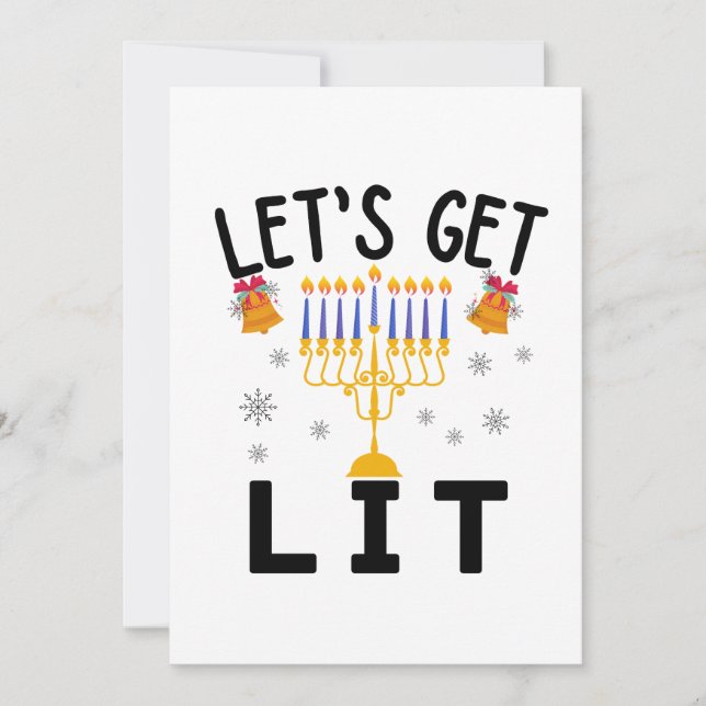 Hanukkah Let's Get Lit T-Shirt Invitation (Front)