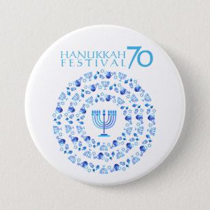 Hanukkah Lights Festival Anniversary 70th 7.5 Cm Round Badge