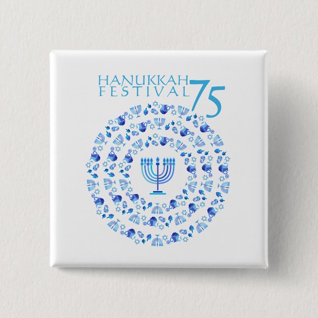 Hanukkah Lights Festival Anniversary 75th 15 Cm Square Badge (Front)