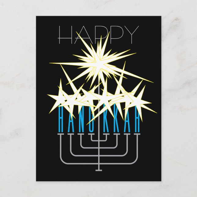 HANUKKAH LIGHTS HOLIDAY POSTCARD (Front)