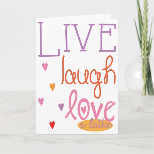 Hanukkah "Live Laugh Love a latke" Card w/Envelope (Front)