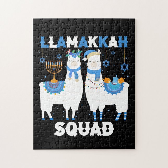 Hanukkah Llama Christmas Happy Llamakah Squad Cute Jigsaw Puzzle (Vertical)