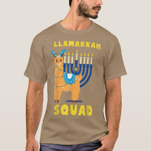 Hanukkah Llama Christmas Lights Happy Llamakkah Sq T-Shirt
