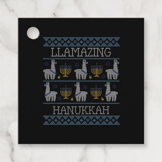 Hanukkah - Llamazing Hanukkah Favour Tags (Front)