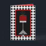 Hanukkah Love Card<br><div class="desc">This mostly-black-white-and-red, stylised hanukkiah displays a rainbow-coloured, large central flame shedding light during this joyful season. Interior is bordered and coordinated for your writing pleasure. Chag Chanukkah SameaCh! ~ karyn</div>