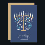 Hanukkah Love & Light Floral Menorah Card<br><div class="desc">Hanukkah Love & Light Floral Menorah Card. Personalise the custom text above. You can find additional coordinating items in our "Floral Hanukkah Menorah and Dreidel" collection.</div>
