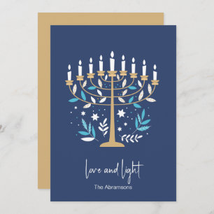 Hanukkah Love & Light Floral Menorah Card