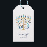 Hanukkah Love & Light Floral Menorah Gift Tags<br><div class="desc">Hanukkah Love & Light Floral Menorah Gift Tags. Personalise the custom text above. You can find additional coordinating items in our "Floral Hanukkah Menorah and Dreidel" collection.</div>