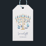 Hanukkah Love & Light Floral Menorah Gift Tags<br><div class="desc">Hanukkah Love & Light Floral Menorah Gift Tags. Personalise the custom text above. You can find additional coordinating items in our "Floral Hanukkah Menorah and Dreidel" collection.</div>