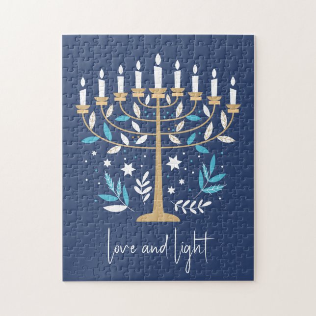 Hanukkah Love & Light Floral Menorah Jigsaw Puzzle (Vertical)
