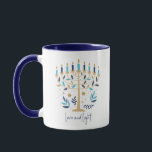 Hanukkah Love & Light Floral Menorah Mug<br><div class="desc">Hanukkah Love & Light Floral Menorah Mug. Personalise the custom text above. You can find additional coordinating items in our "Floral Hanukkah Menorah and Dreidel" collection.</div>