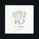 Hanukkah Love & Light Floral Menorah Napkin<br><div class="desc">Hanukkah Love & Light Floral Menorah Napkins. Personalise the custom text above. You can find additional coordinating items in our "Floral Hanukkah Menorah and Dreidel" collection.</div>