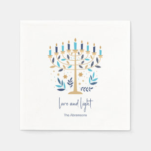 Hanukkah Love & Light Floral Menorah Napkin