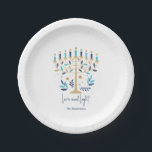 Hanukkah Love & Light Floral Menorah Paper Plate<br><div class="desc">Hanukkah Love & Light Floral Menorah Plates. Personalise the custom text above. You can find additional coordinating items in our "Floral Hanukkah Menorah and Dreidel" collection.</div>