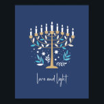Hanukkah Love & Light Floral Menorah Sign<br><div class="desc">Hanukkah Love & Light Floral Menorah Poster. Personalise the custom text above. You can find additional coordinating items in our "Floral Hanukkah Menorah and Dreidel" collection.</div>