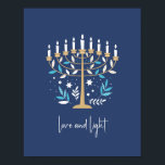 Hanukkah Love & Light Floral Menorah Sign<br><div class="desc">Hanukkah Love & Light Floral Menorah Poster. Personalise the custom text above. You can find additional coordinating items in our "Floral Hanukkah Menorah and Dreidel" collection.</div>