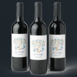 Hanukkah Love & Light Floral Menorah Wine Label<br><div class="desc">Hanukkah Love & Light Floral Menorah Wine Label . Personalise the custom text above. You can find additional coordinating items in our "Floral Hanukkah Menorah and Dreidel" collection.</div>