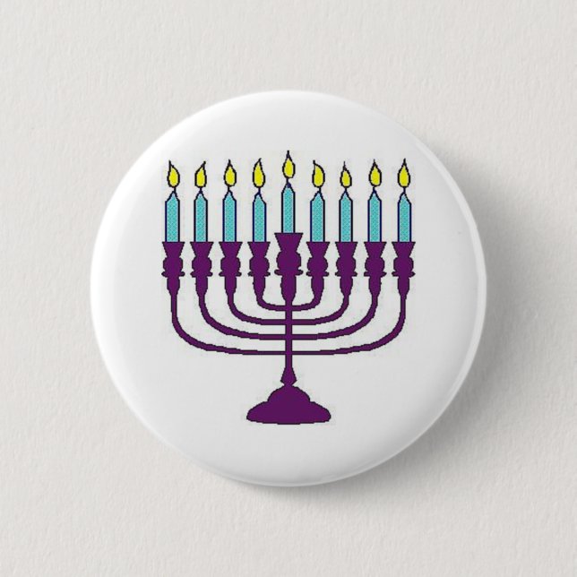 Hanukkah Menorah 6 Cm Round Badge (Front)