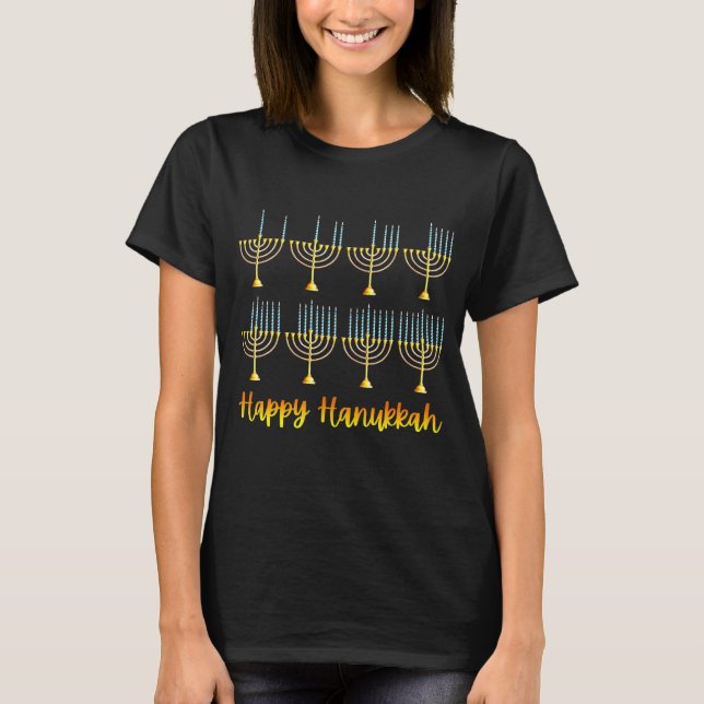 Hanukkah Menorah 8 Nights of Hanukkah Jewish Men W T-Shirt (Front)