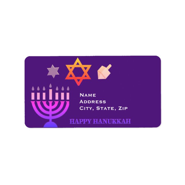 Hanukkah Menorah and Dreidels Label (Front)