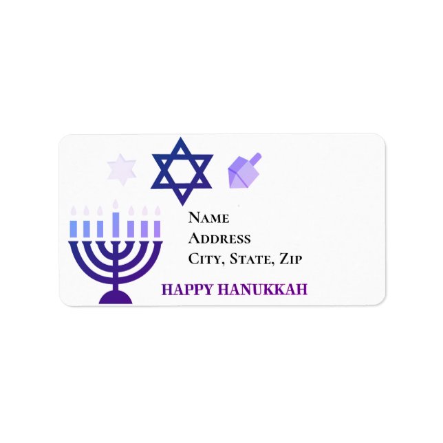 Hanukkah Menorah and Dreidels Label (Front)