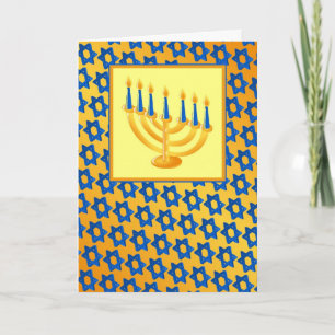 Hanukkah Menorah and Star Of David Card