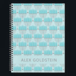 Hanukkah Menorah Blue Personalised Kids Name Notebook<br><div class="desc">This festive notebook features a repeating menorah pattern in bright blue and grey on a soft sky-blue background, perfect for celebrating the spirit of Hanukkah. The front includes space for a custom name in clean, modern typography. Ideal as a holiday gift for kids, students, or anyone who loves journalling during...</div>