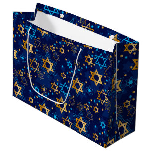 Hanukkah Menorah Blue Star Jewish Large Gift Bag