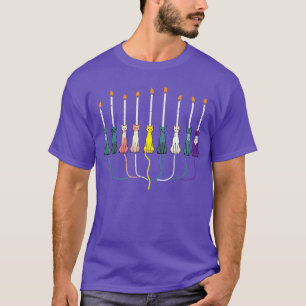 Hanukkah Menorah Cats Chanukkah Jewish Women Girls T-Shirt