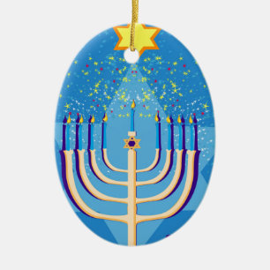 hanukkah menorah ceramic tree decoration