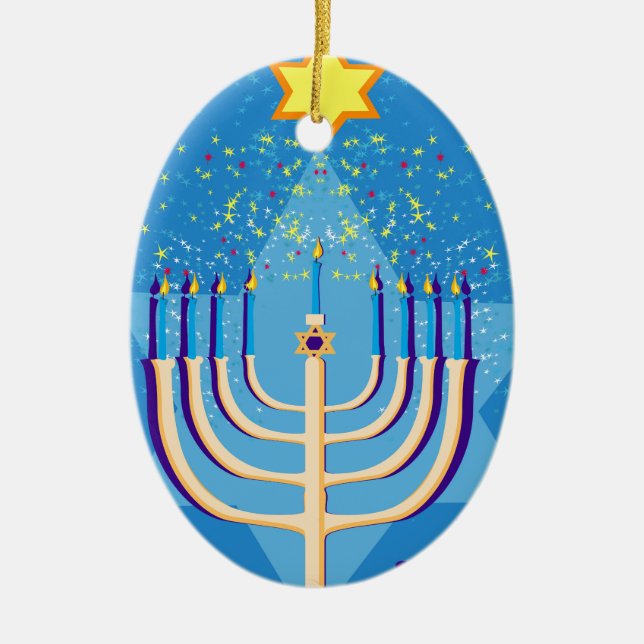 hanukkah menorah ceramic tree decoration (Front)
