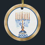 Hanukkah Menorah Covid 2020 Face Mask Ceramic Tree Decoration<br><div class="desc">This design was created though digital art. It may be personalised in the area provided or customising by changing the photo or added your own words. Contact me at colorflowcreations@gmail.com if you with to have this design on another product. Purchase my original abstract acrylic painting for sale at www.etsy.com/shop/colorflowart. See...</div>