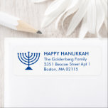 Hanukkah menorah custom blue white simple modern<br><div class="desc">Hanukkah menorah custom blue and white minimalist modern simple elegant Return Address labels.
Custom blue text,  white background.</div>