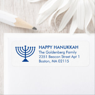 Hanukkah menorah custom blue white simple modern
