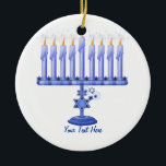 Hanukkah Menorah (customisable) Ceramic Tree Decoration<br><div class="desc">You can personalise this beautiful Chanukah gift with a name or your own text!</div>