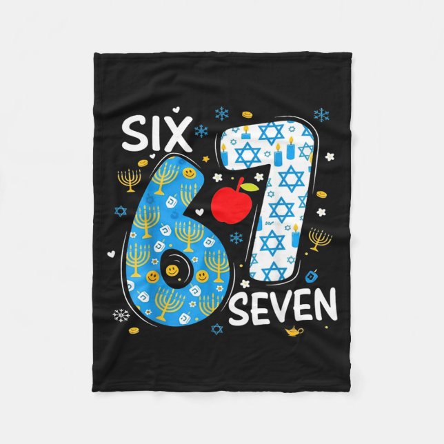 Hanukkah Menorah Dreidel 67 Festive Chanukah Six S Fleece Blanket (Front)