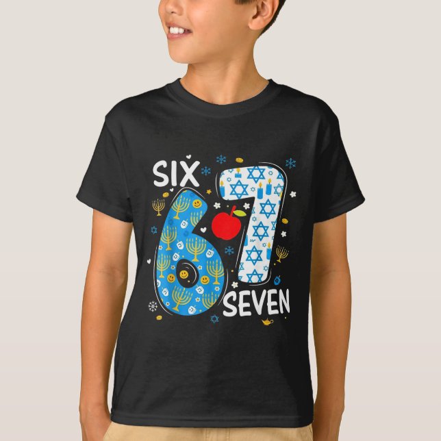 Hanukkah Menorah Dreidel 67 Festive Chanukah Six S T-Shirt (Front)