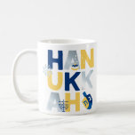 HANUKKAH Menorah Dreidel Coffee Mug<br><div class="desc">Our Hanukkah Greeting MUG with a dreidel, menorah, jelly doughnut, and Jewish stars of David is a beautiful, fun way to wish family and friends a Happy Hanukkah in style. . Personalise with your custom greeting on the reverse to make it truly one of a kind. Enquiries: message us or...</div>