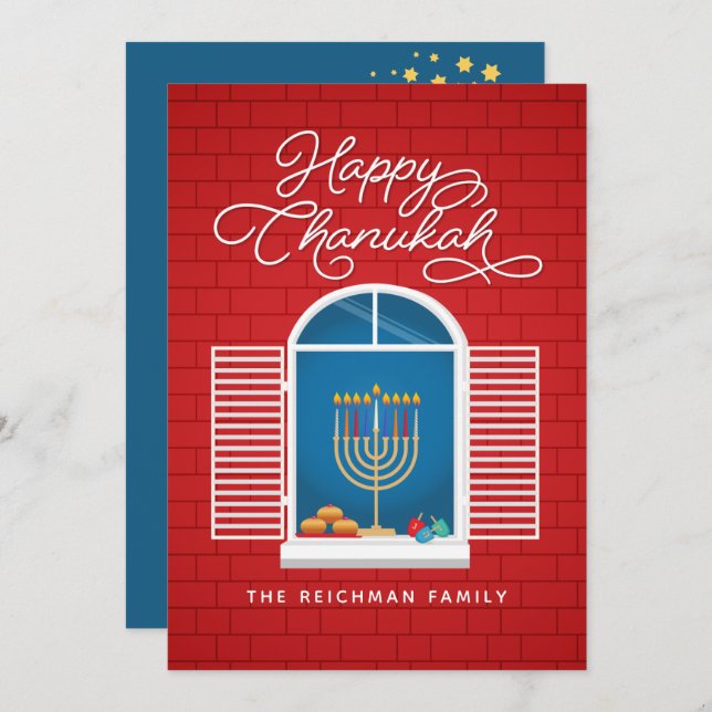 HANUKKAH Menorah Dreidel Greeting Card (Front/Back)