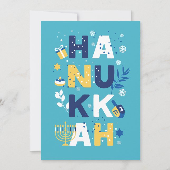 HANUKKAH Menorah Dreidel Greeting Card (Front)
